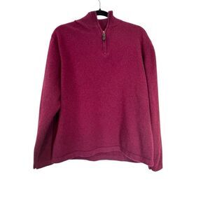 David Bishop Vintage Men's Cashmere Burgundy  1/4 Zip-Collar Sweater Sz XL